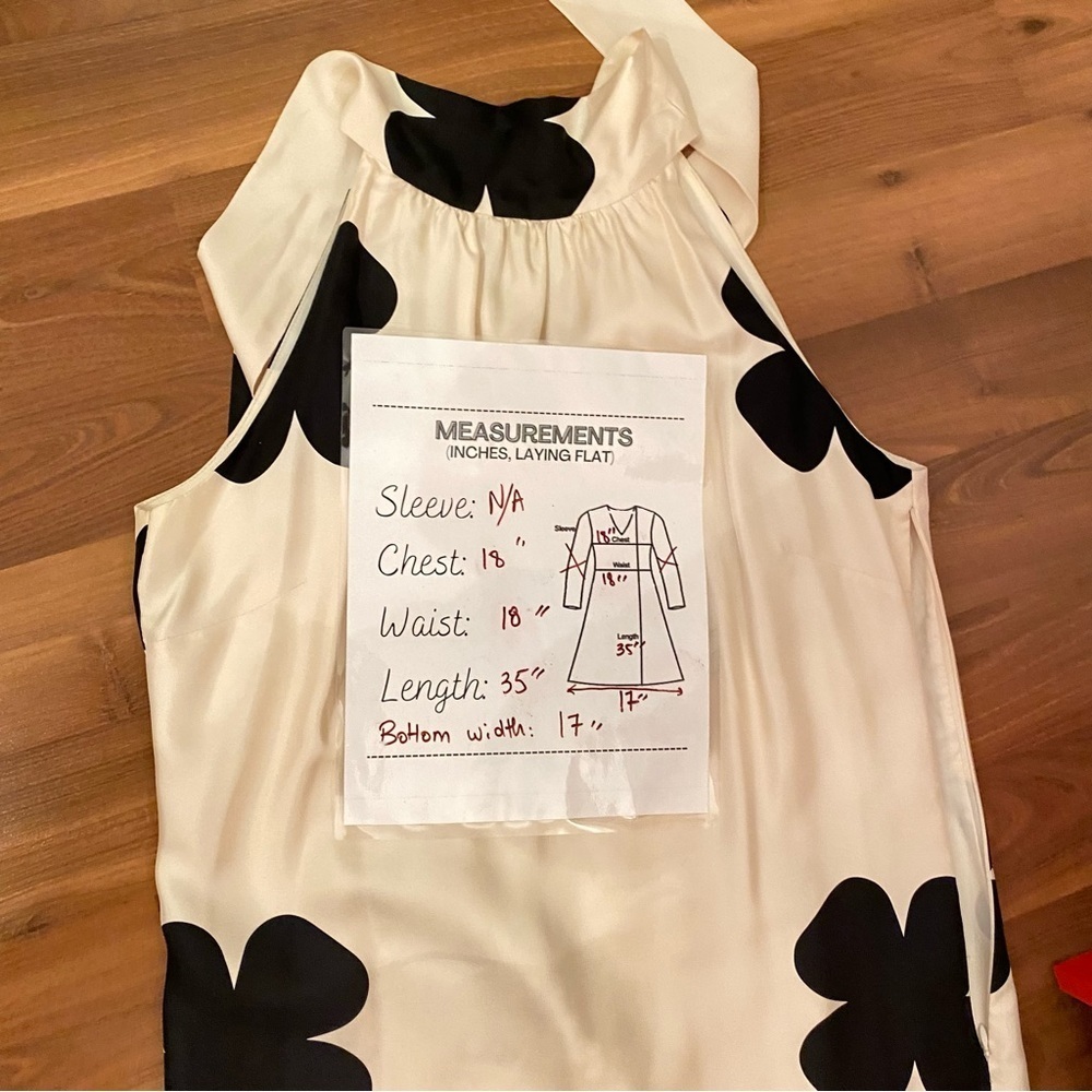 Elegant & Classy Black and Cream Floral Dress 100% Silk - Size 10 - Picture 15 of 15